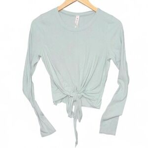 Lululemon Time to Restore Tie Front Long Sleeve Shirt Womens 8 Blue Nulu
